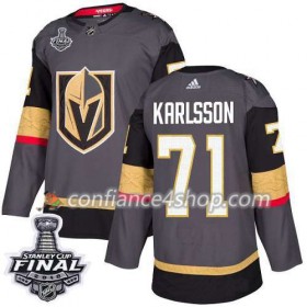 Adidas Maillot de Hockey Vegas Golden Knights William Karlsson 71 Gris 2018 Stanley Cup Final Patch Authentic - Homme